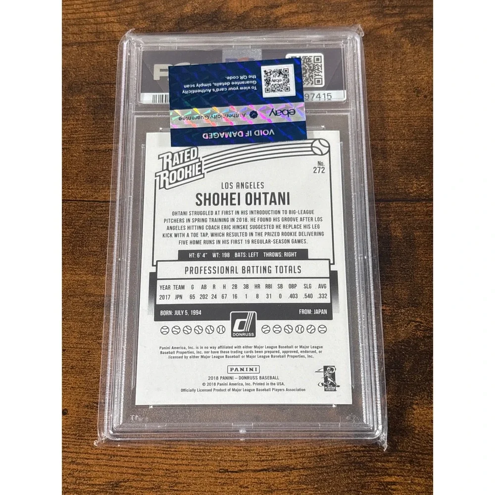 2018 Panini Chronicles Shohei Ohtani #272 Donruss Rated Rookie PSA 10 324/332